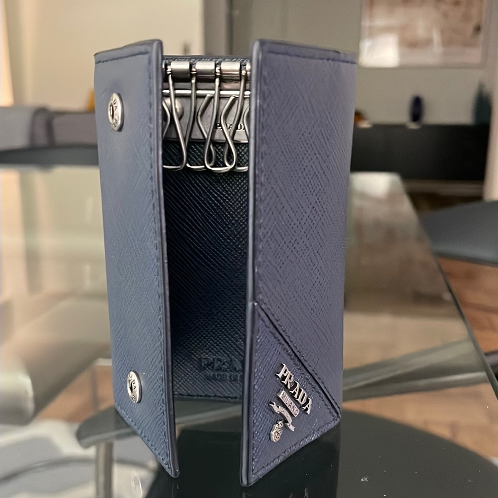 Prada Dark Blue Leather Key Holder - Picture 3 of 7